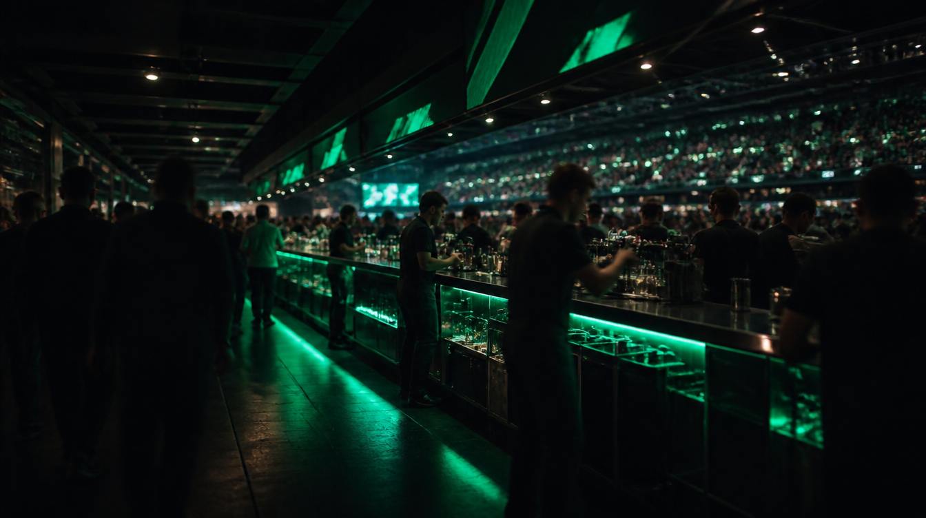 Stadium concourse bar on event night