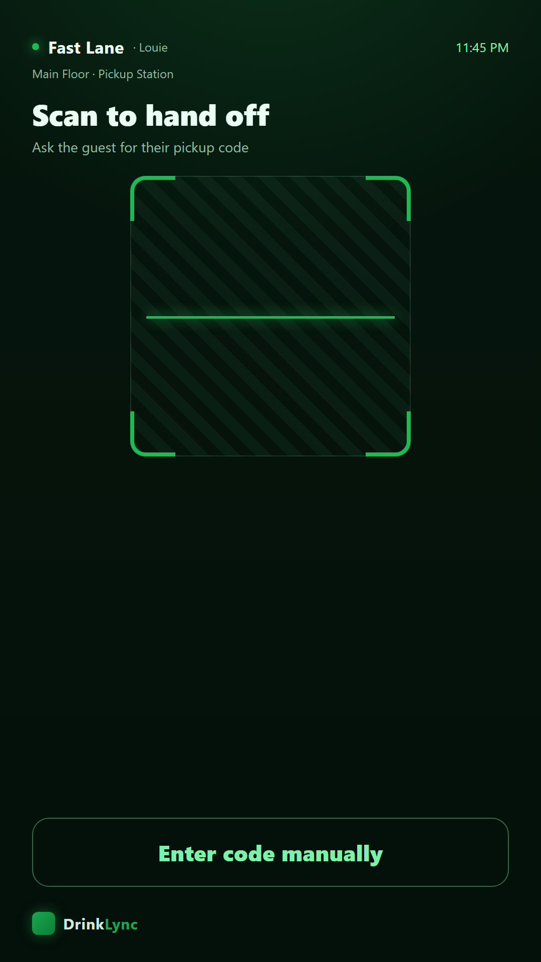 Gatekeeper screen scanning a guest pickup QR code