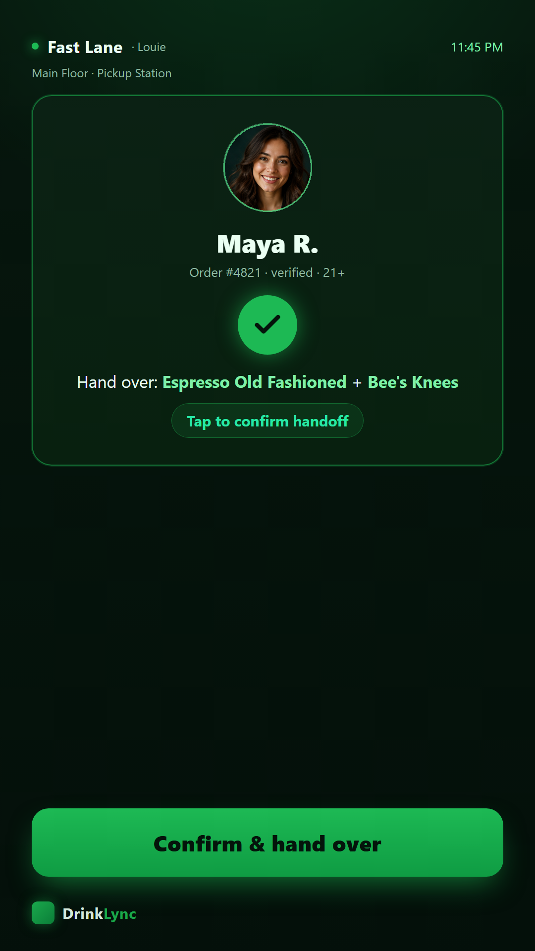 Gatekeeper verified pickup screen