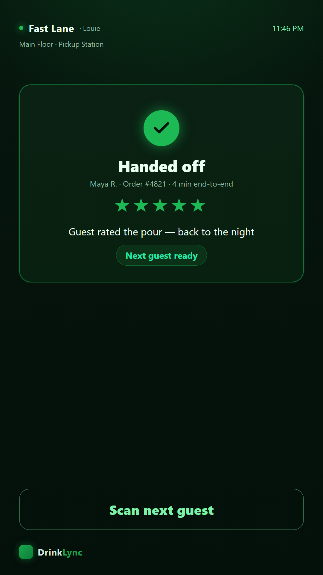 Gatekeeper completed handoff screen